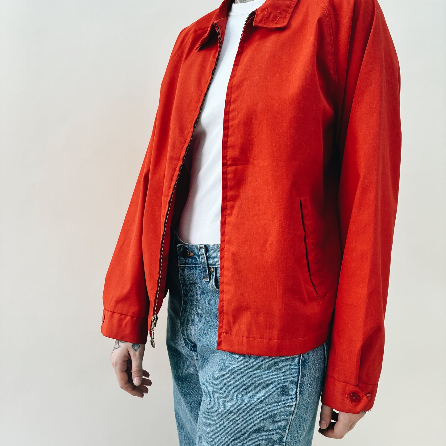60-70s USA - CAMPUS RED SWING JACKET - L