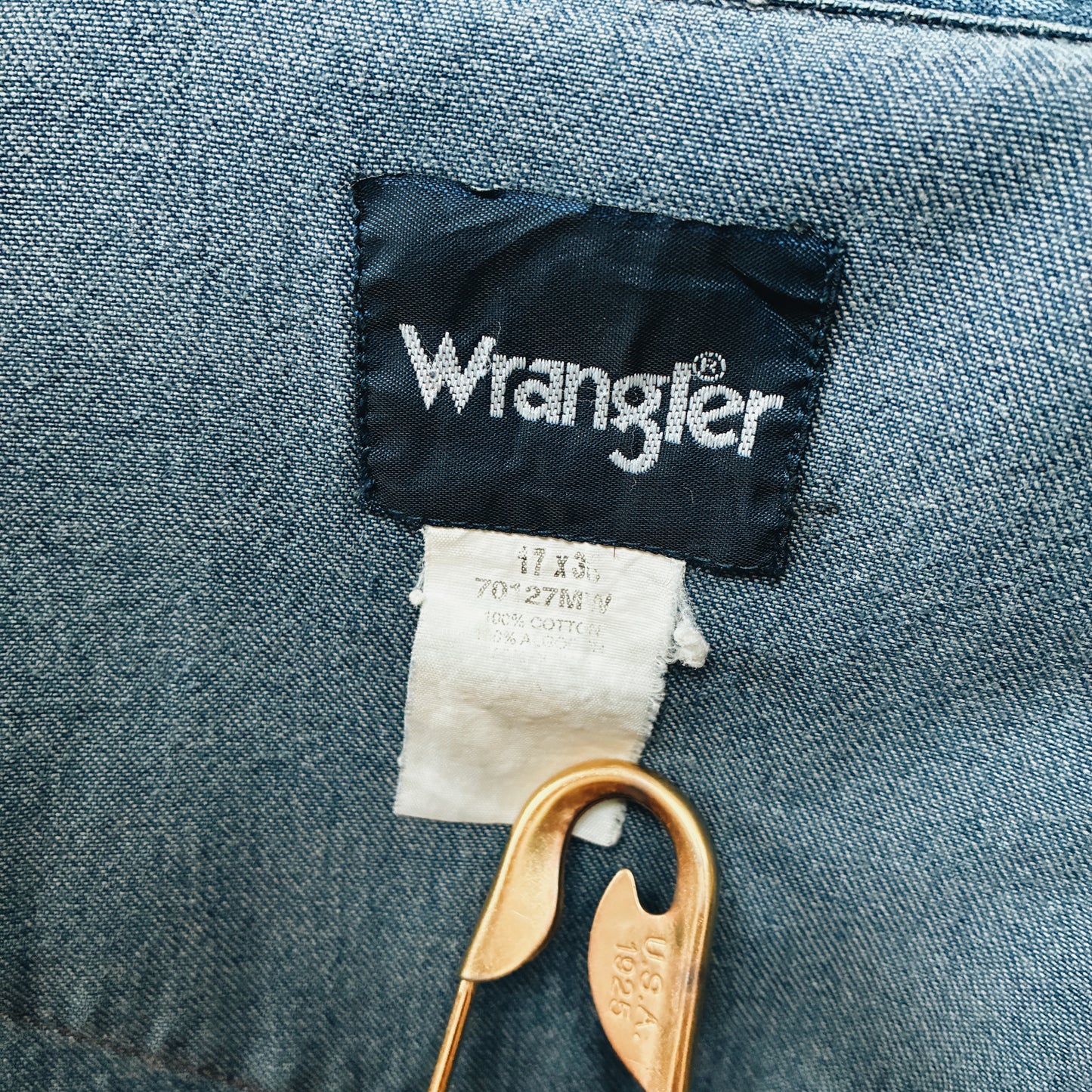 80s - WRANGLER WESTERN DENIM SHIRT - XL