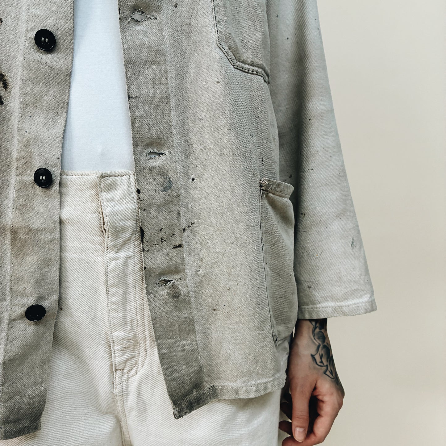 50s FRANCE - WORK JACKET DISTRESSED - M
