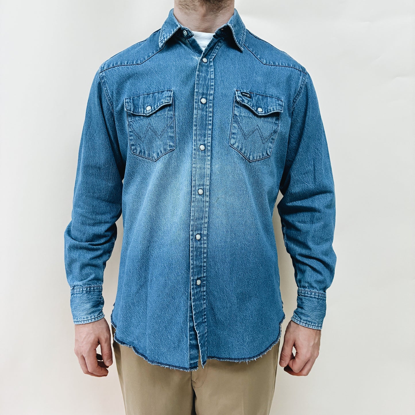 80s - WRANGLER WESTERN DENIM SHIRT - XL