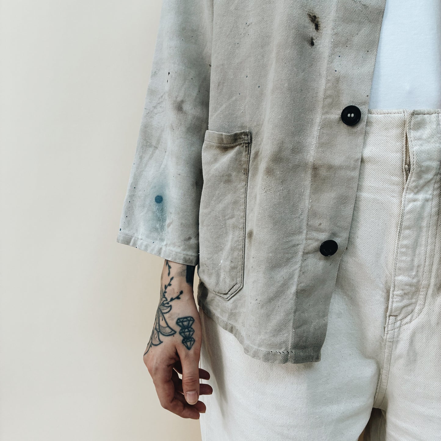 50s FRANCE - WORK JACKET DISTRESSED - M