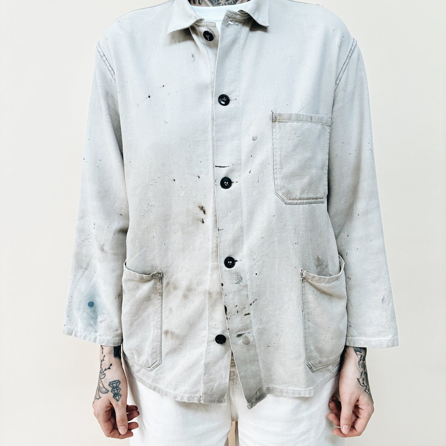 50s FRANCE - WORK JACKET DISTRESSED - M
