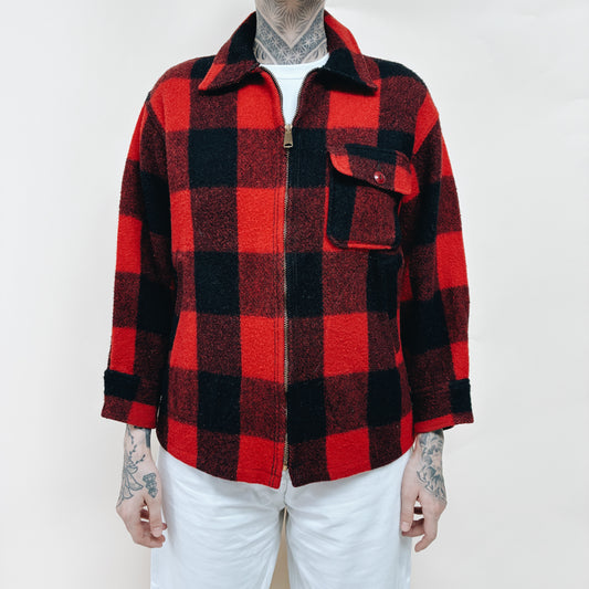 50s USA - WOOL BUFFALO PLAID JACKET - M