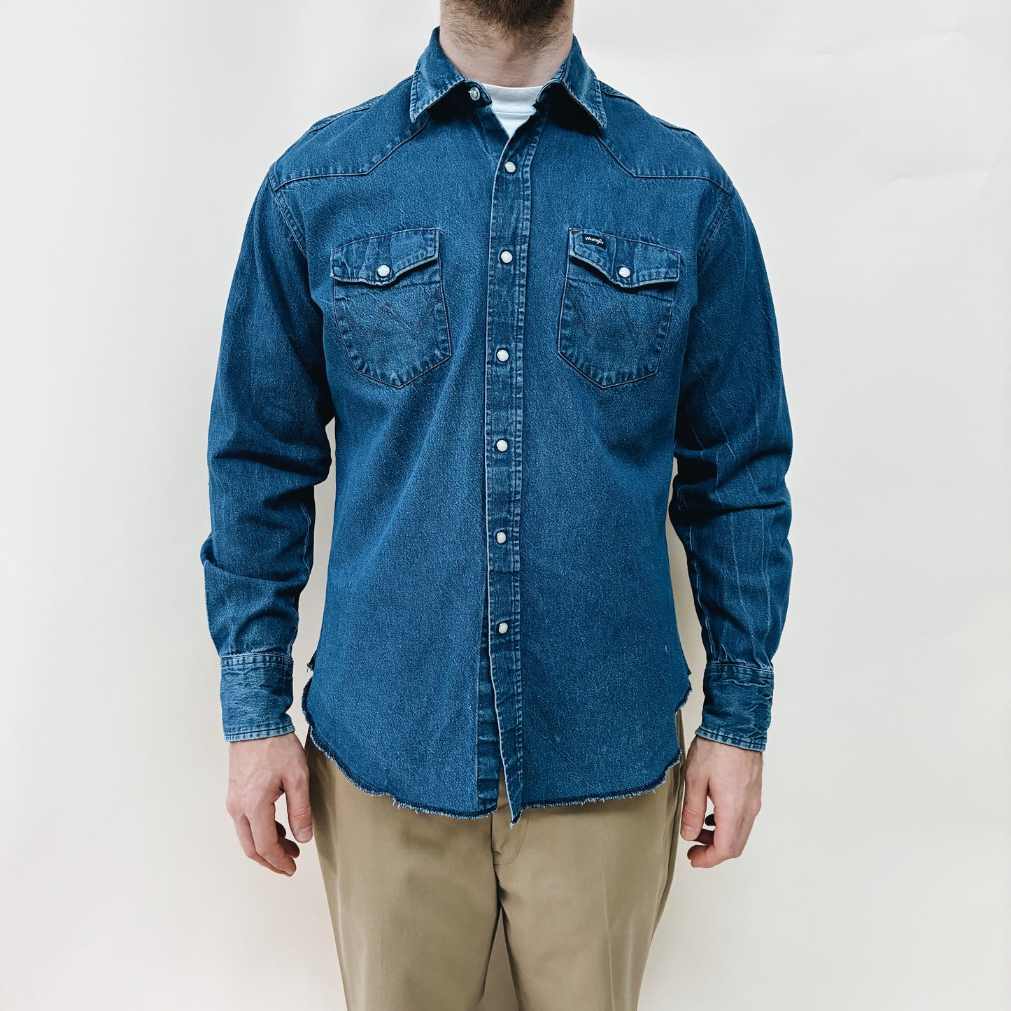 80s - WRANGLER WESTERN DENIM SHIRT - XL