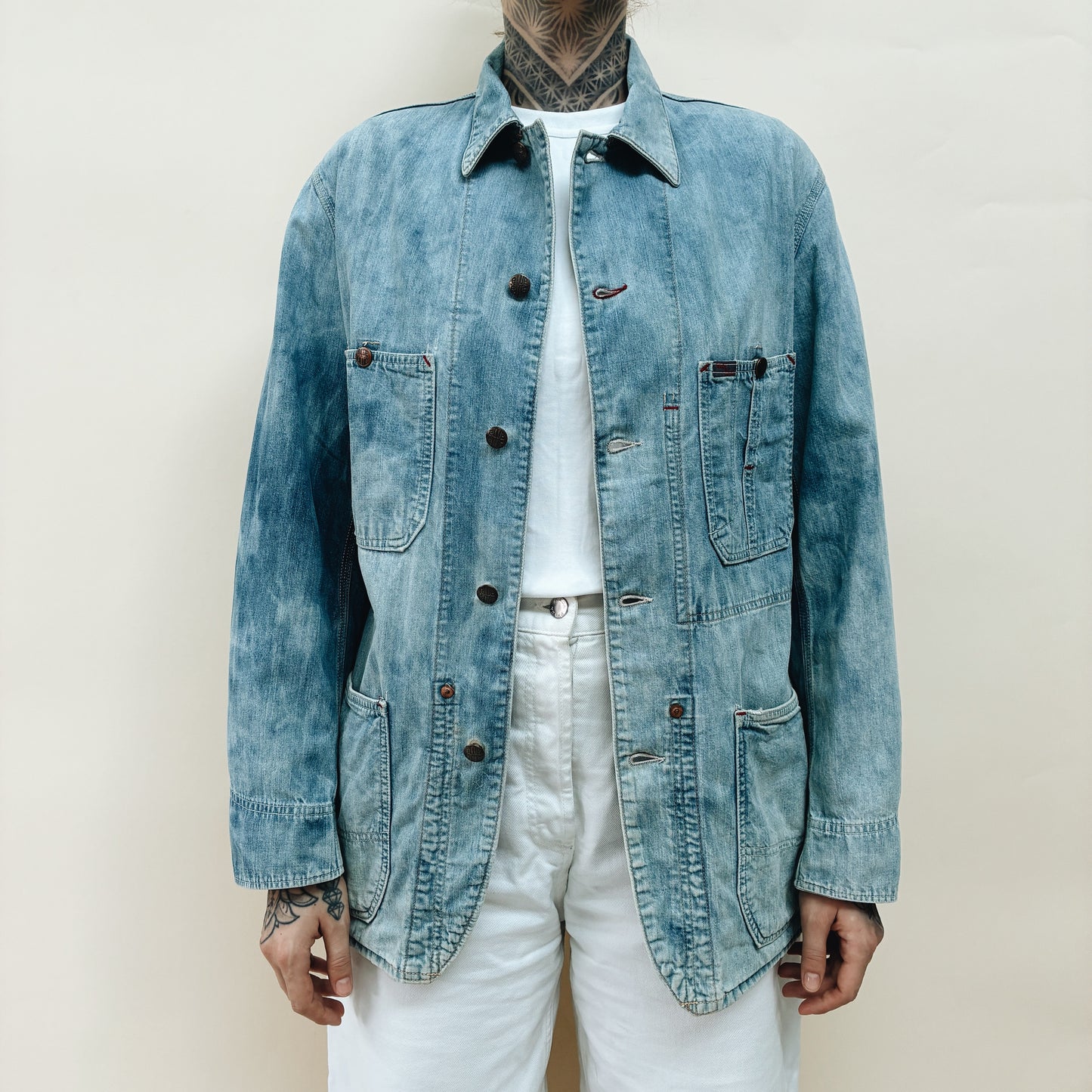 90s JAPAN - BLUE BLUE DENIM CHORE JACKET - M/L