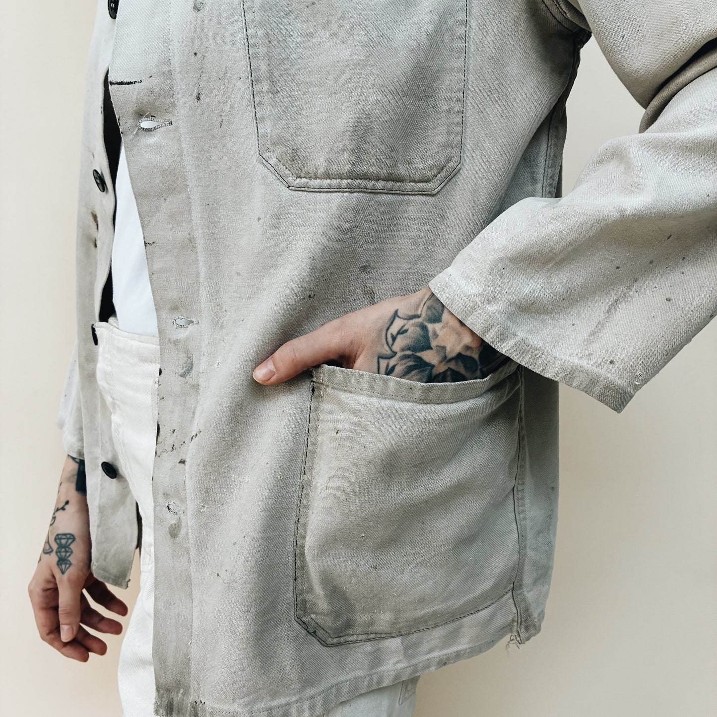 50s FRANCE - WORK JACKET DISTRESSED - M