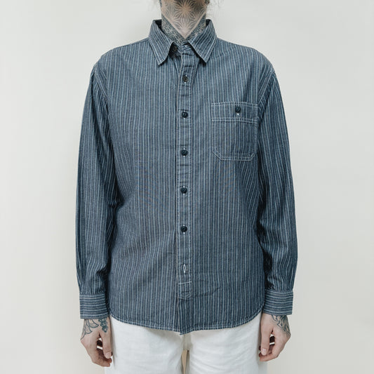 00s - EDDIE BAUER STRIPED WORK SHIRT - M