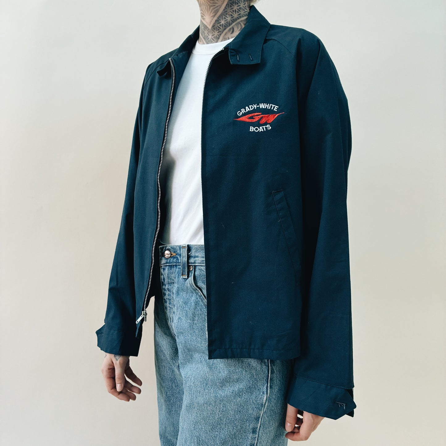 80s USA - SPORTSMASTER x GRADY-WHITE BOATS SWING JACKET - M