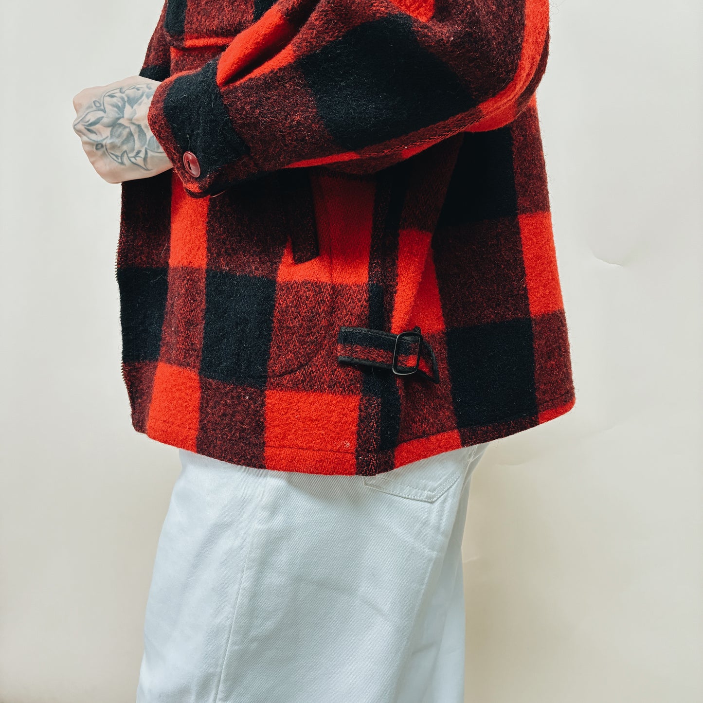 50s USA - WOOL BUFFALO PLAID JACKET - M