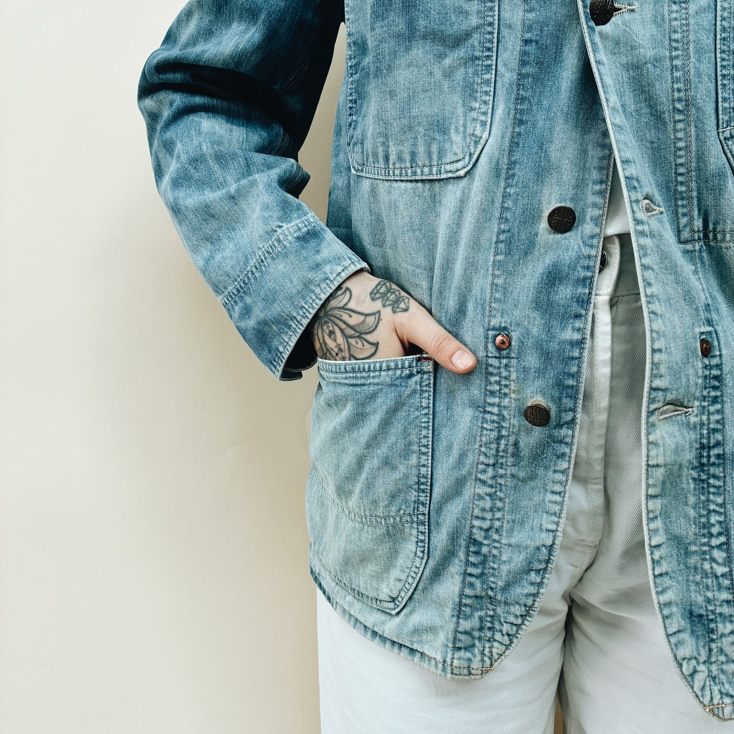 90s JAPAN - BLUE BLUE DENIM CHORE JACKET - M/L