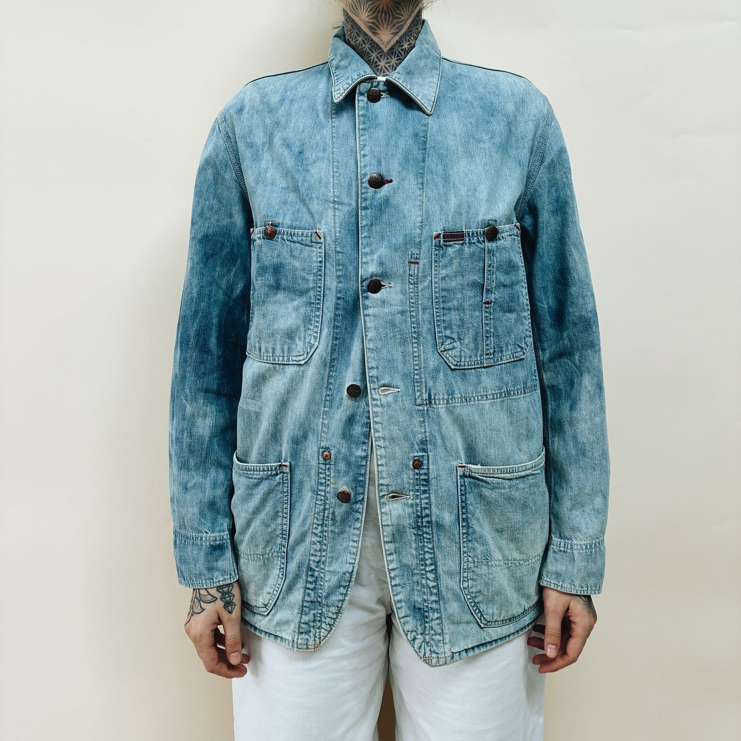90s JAPAN - BLUE BLUE DENIM CHORE JACKET - M/L