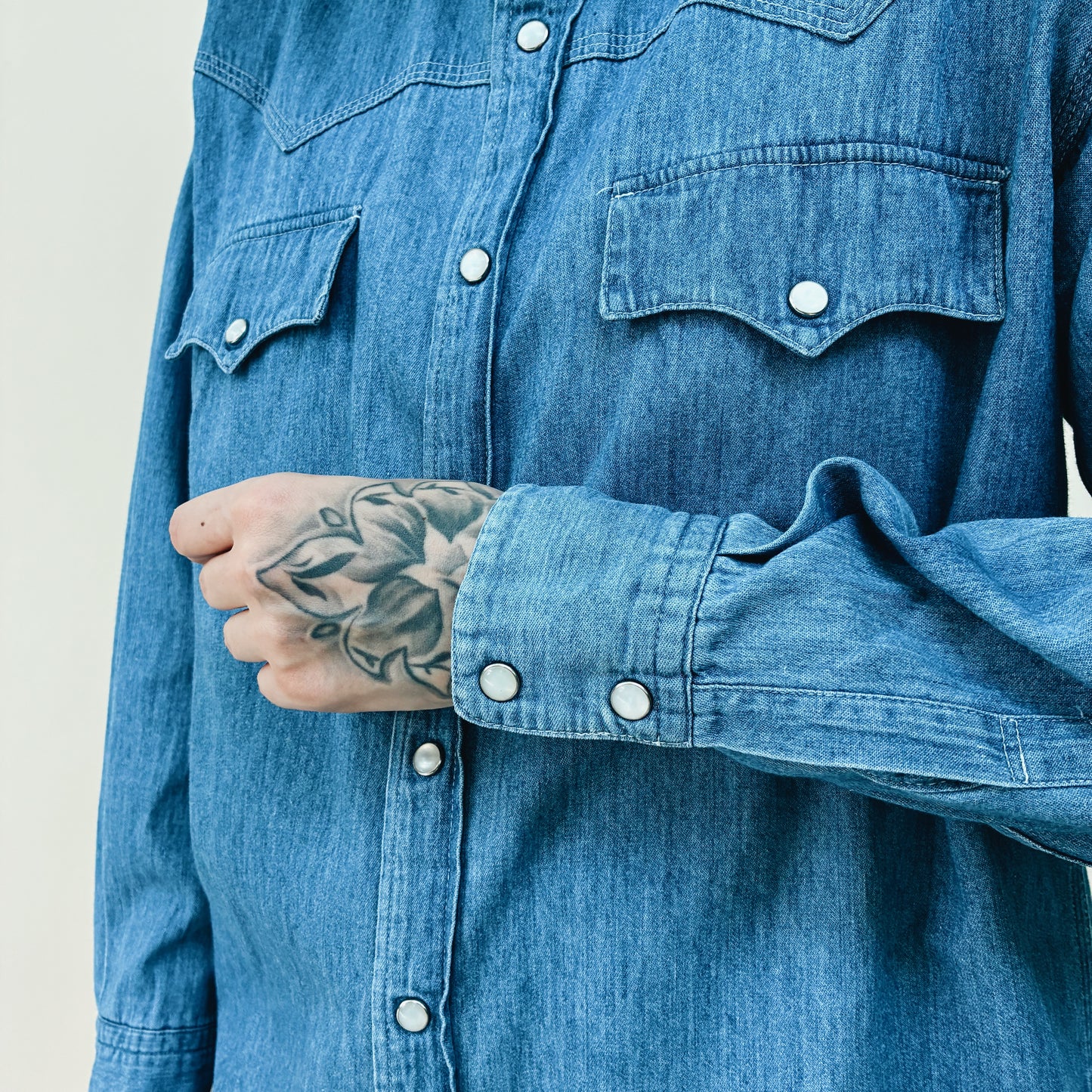 90s JAPAN - EDWIN DENIM WESTER SHIRT - M