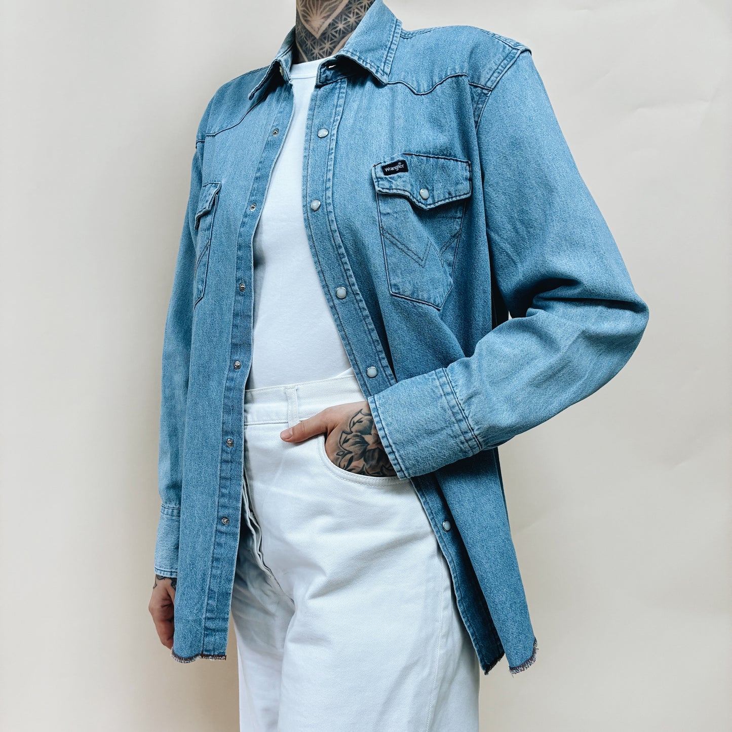 00s - WRANGLER WESTERN DENIM SHIRT - M