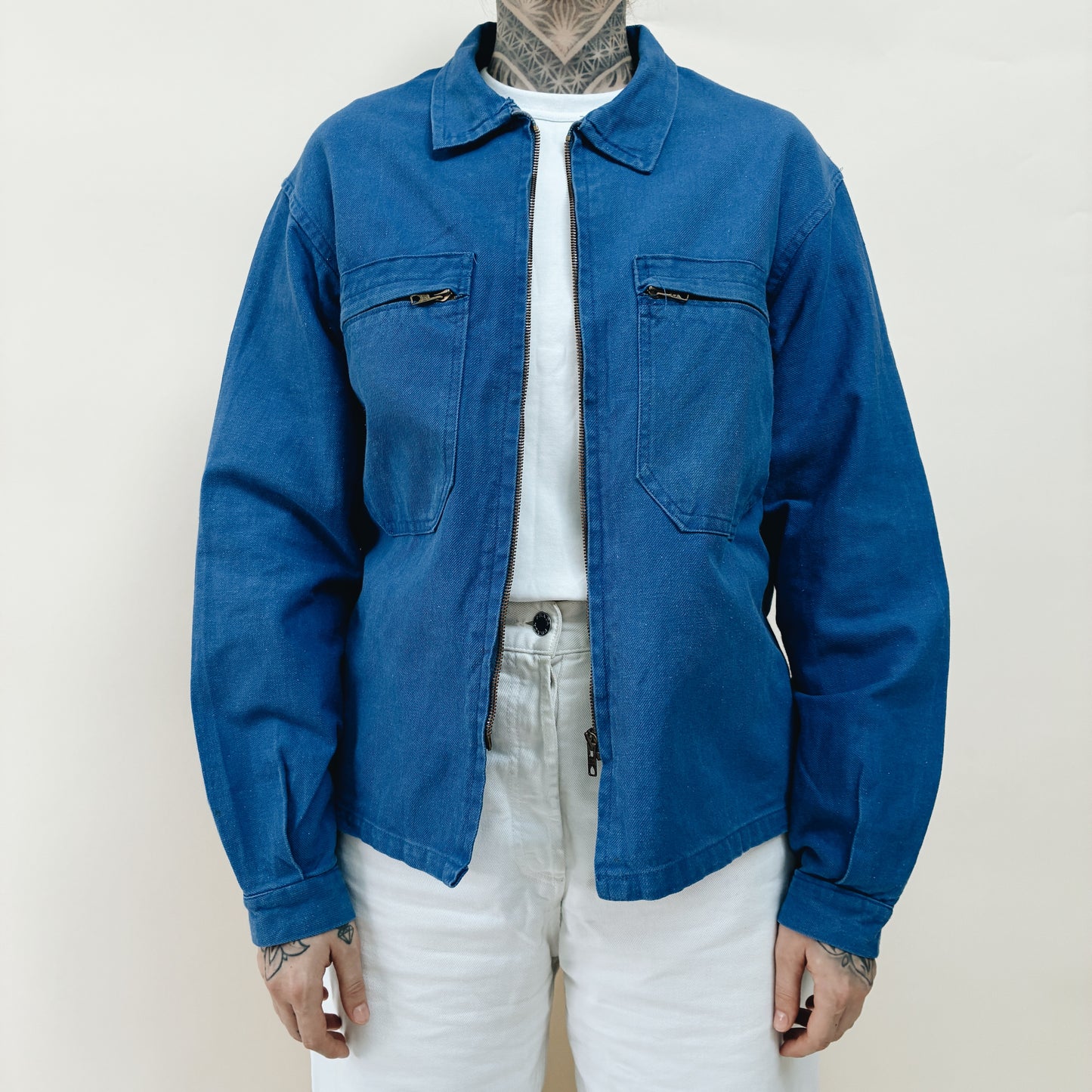 70s FRANCE - ZIP WORK JACKET - M