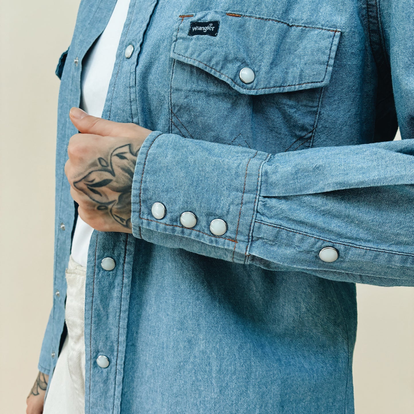 00s - WRANGLER WESTERN DENIM SHIRT - M