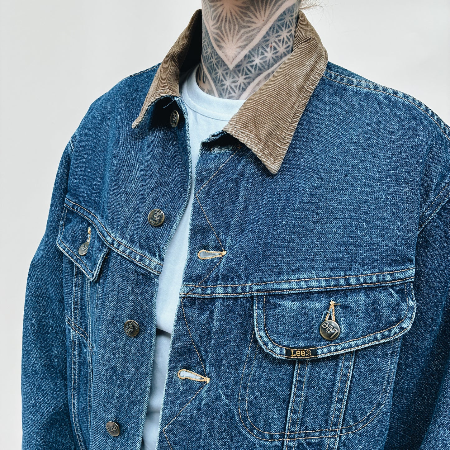 80s - CANADA LEE STORM RIDER BLANKET DENIM JACKET - M