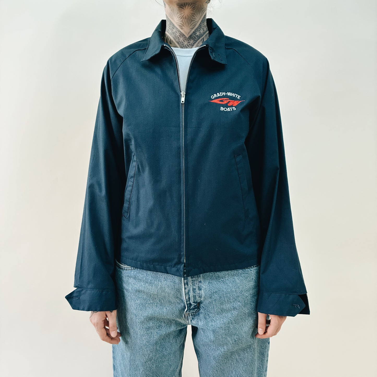 80s USA - SPORTSMASTER x GRADY-WHITE BOATS SWING JACKET - M