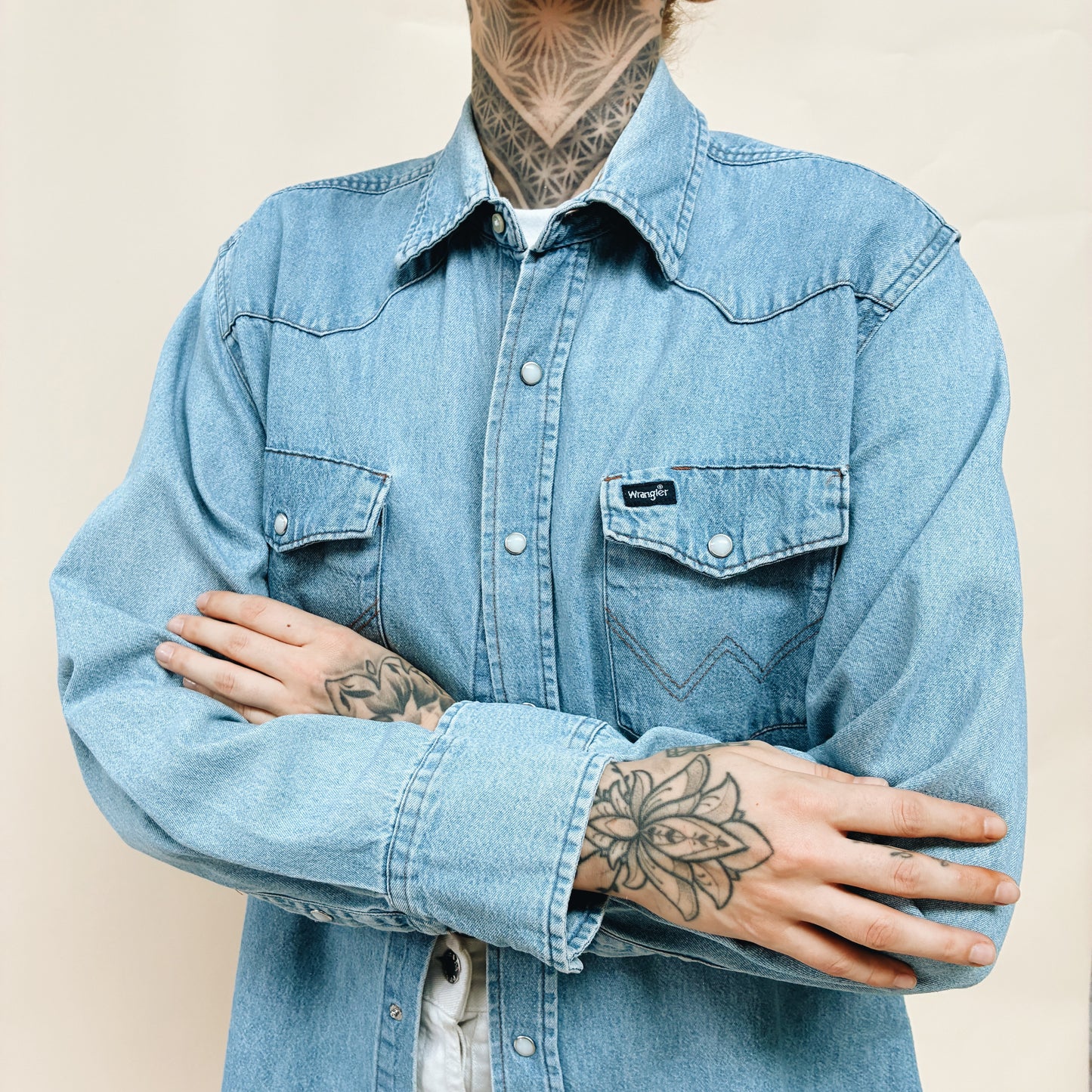 00s - WRANGLER WESTERN DENIM SHIRT - M