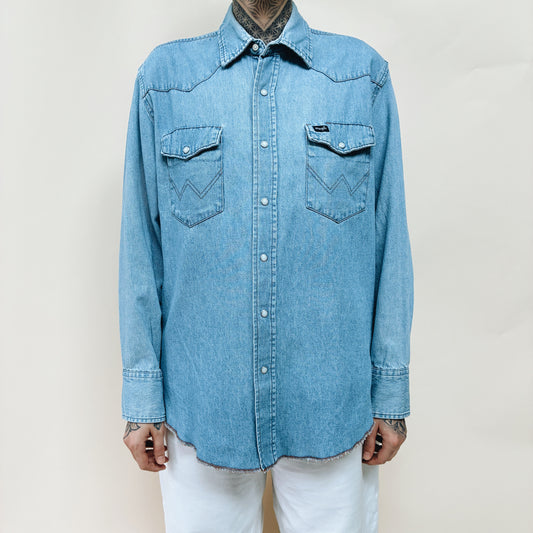 00s - WRANGLER WESTERN DENIM SHIRT - M