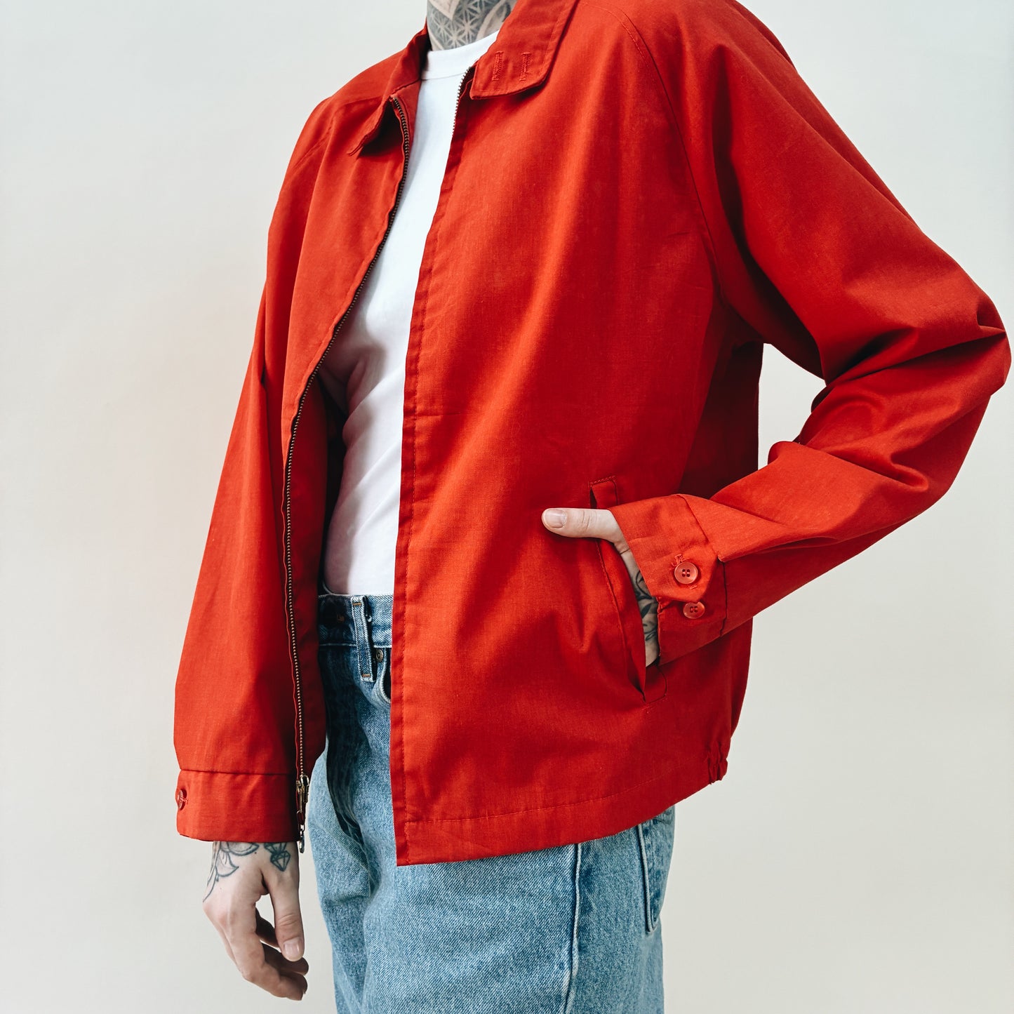 60-70s USA - CAMPUS RED SWING JACKET - L