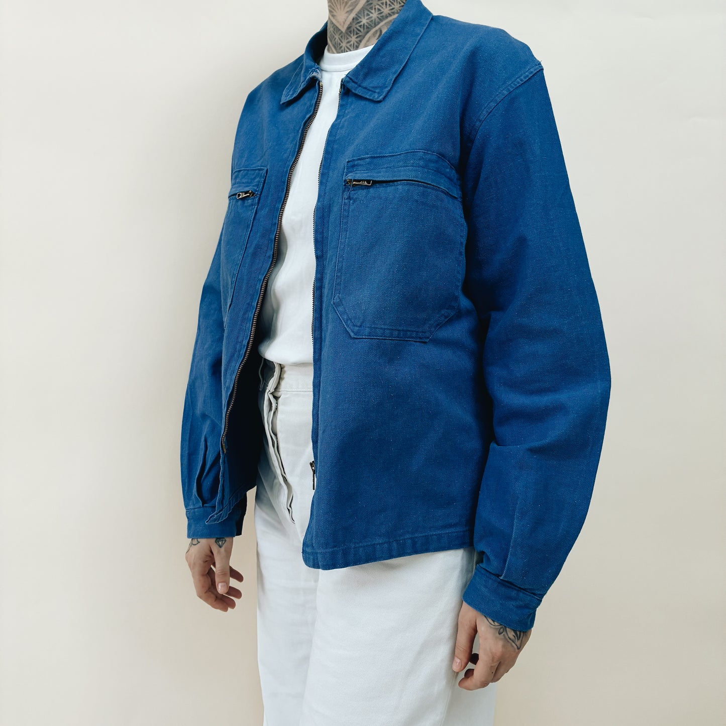 70s FRANCE - ZIP WORK JACKET - M
