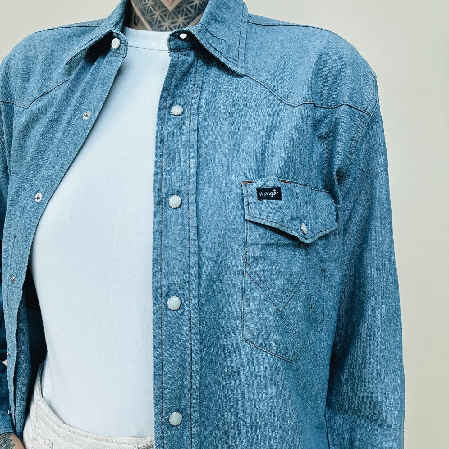 00s - WRANGLER WESTERN DENIM SHIRT - M