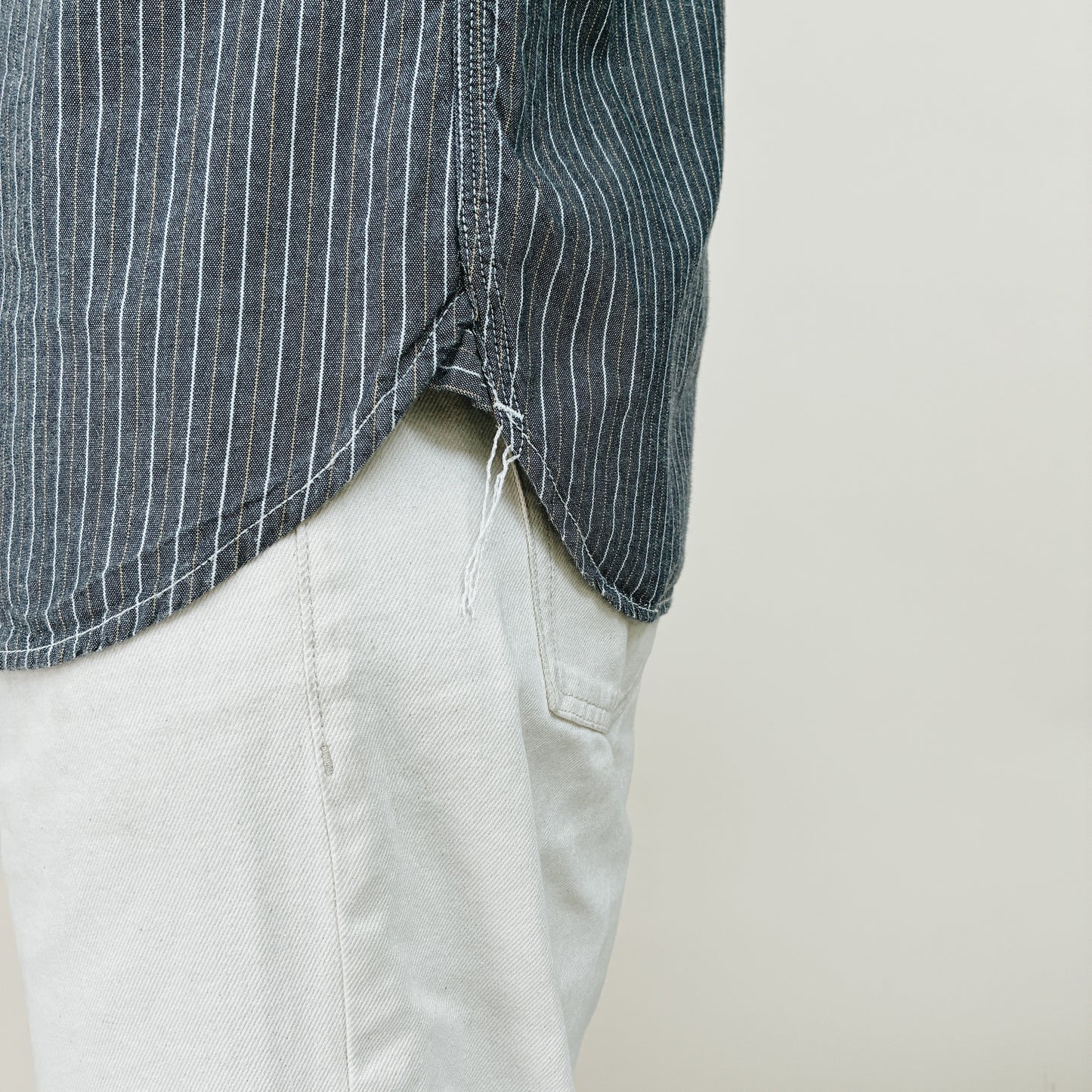 00s - EDDIE BAUER STRIPED WORK SHIRT - M