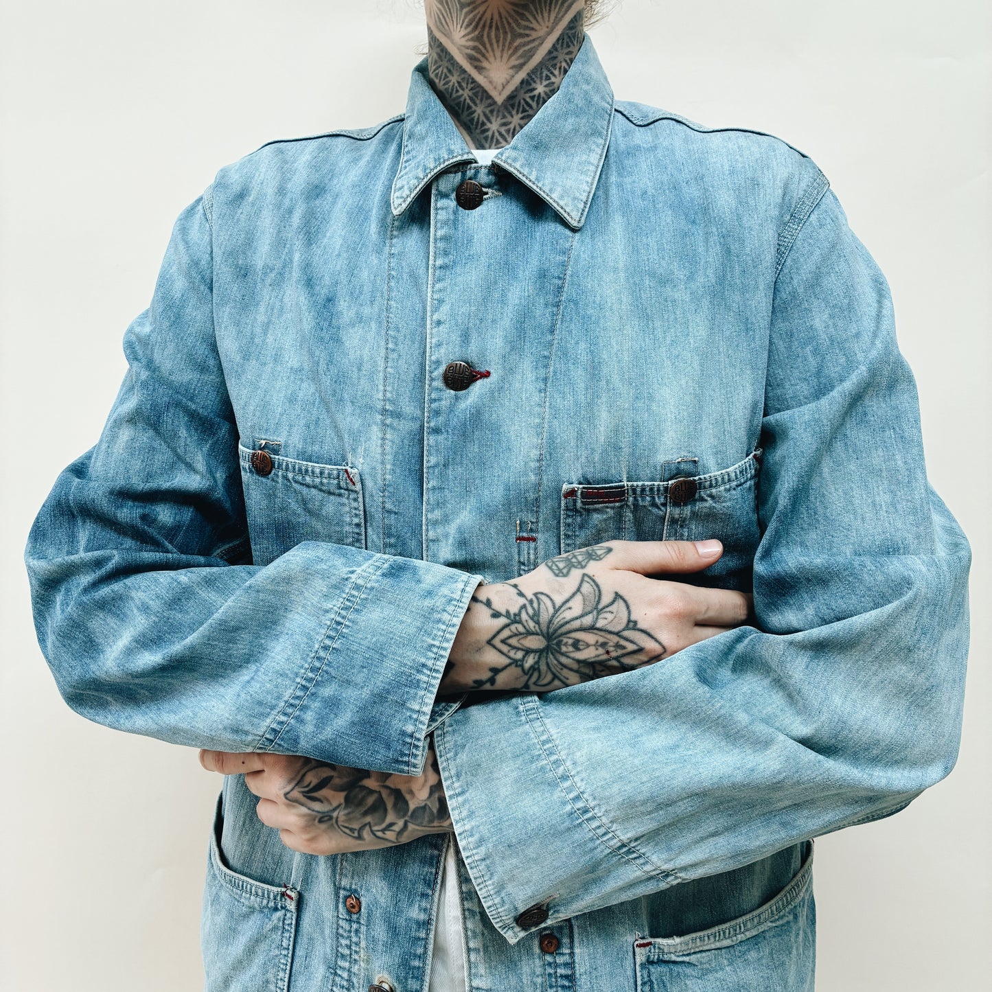 90s JAPAN - BLUE BLUE DENIM CHORE JACKET - M/L